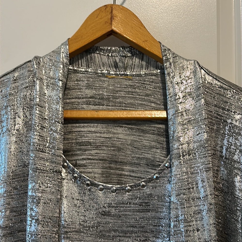 Ruby Rd. Silver Metallic Blouse - image 3